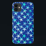 Capa Para iPhone Da Case-Mate Estrelas satíricas, azul pálido sobre cobalto<br><div class="desc">Estrelas sombreadas em tons de azul pálido e turquesa,  com gradiente satírico,  contra um fundo azul cobalto</div>