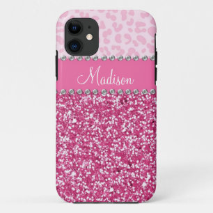 Capa Para iPhone Da Case-Mate Exemplo cor-de-rosa do leopardo BLING do cristal