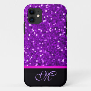 Capa Para iPhone Da Case-Mate Faísca feminino Bling da mamã do monograma roxo do