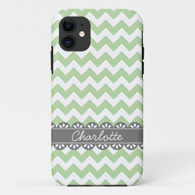 Capa Para iPhone Da Case-Mate Fashionable Sage Chevron e Cinza Lace (Verso)