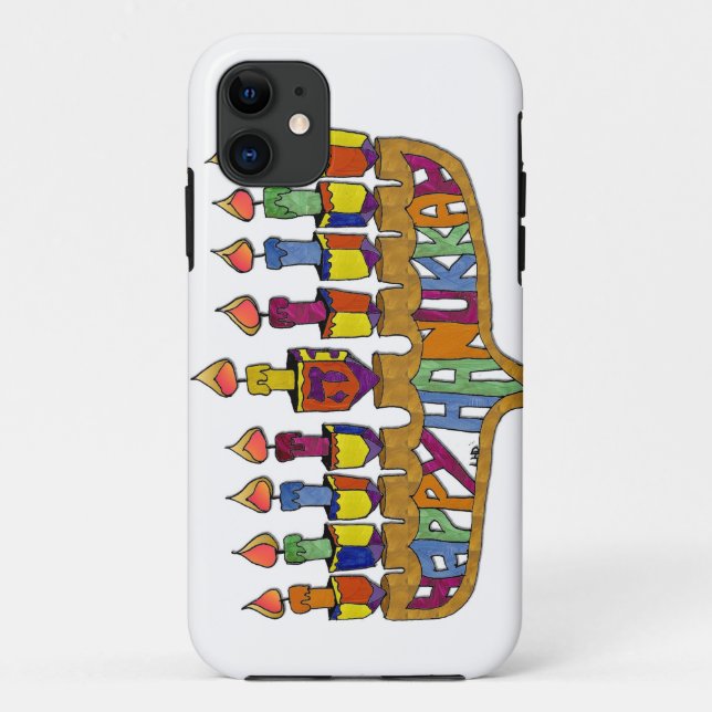 Capa Para iPhone Da Case-Mate Feliz Hanukkah Dreidels Menorá (Verso)