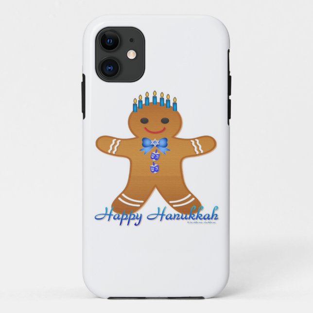 Capa Para iPhone Da Case-Mate Feliz Hanukkah Gingerpão Homem Menorah (Verso)