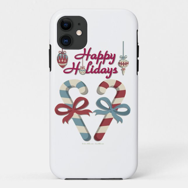 Capa Para iPhone Da Case-Mate Feliz Holidays Candy Cane Heart (Verso)