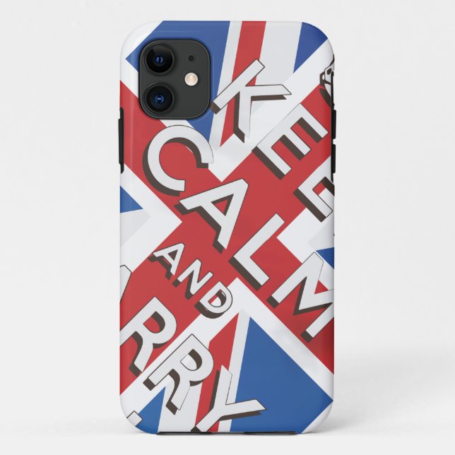 Capa Para iPhone Da Case-Mate Fique calmo e continue na bandeira britânica (Verso)