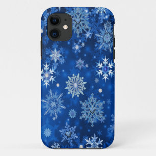 Capa Para iPhone Da Case-Mate Flocos de neve de Natal Azul e Prata