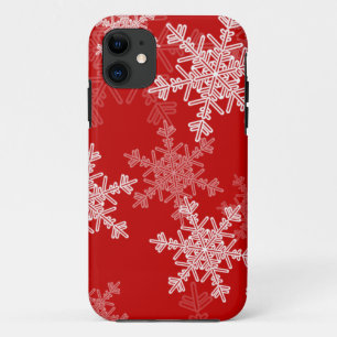 Capa Para iPhone Da Case-Mate Flocos de neve femininos do vermelho e do White