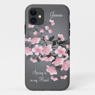 Capa Para iPhone Da Case-Mate Flor de cerejeira (Sakura) em cinzas