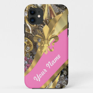 Capa Para iPhone Da Case-Mate Flor de lis bling Dourado