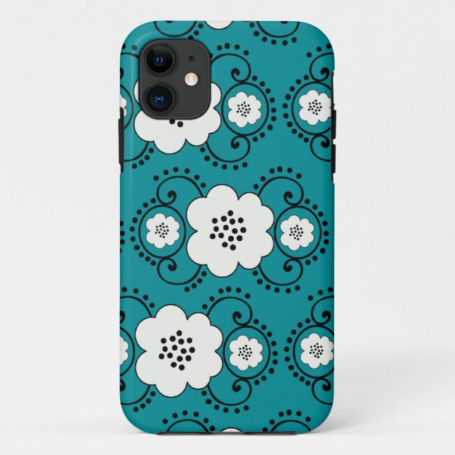 Capa Para iPhone Da Case-Mate floral chique azul (Verso)