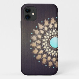 Capa Para iPhone Da Case-Mate Floral de Na moda de madeira de lótus Dourada Eleg