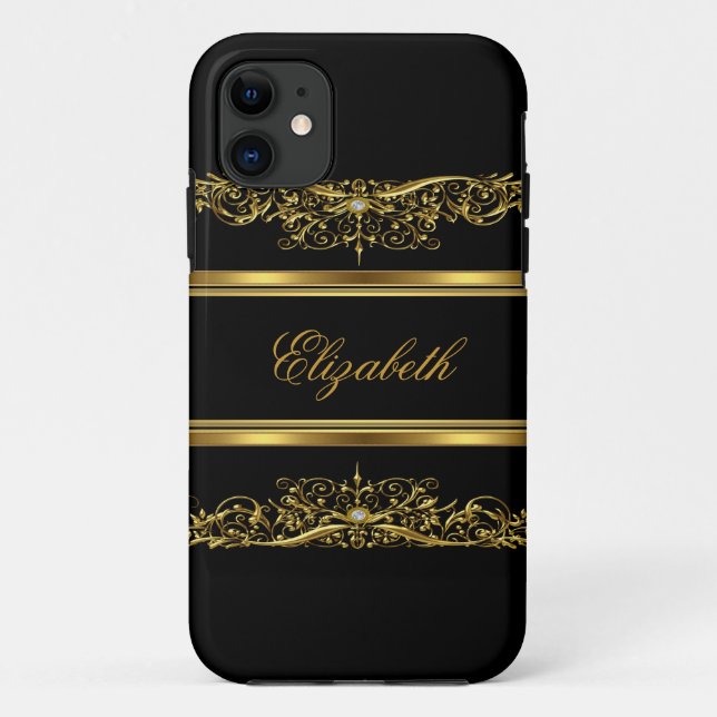 Capa Para iPhone Da Case-Mate Floral Dourado Elegante do iPhone (Verso)