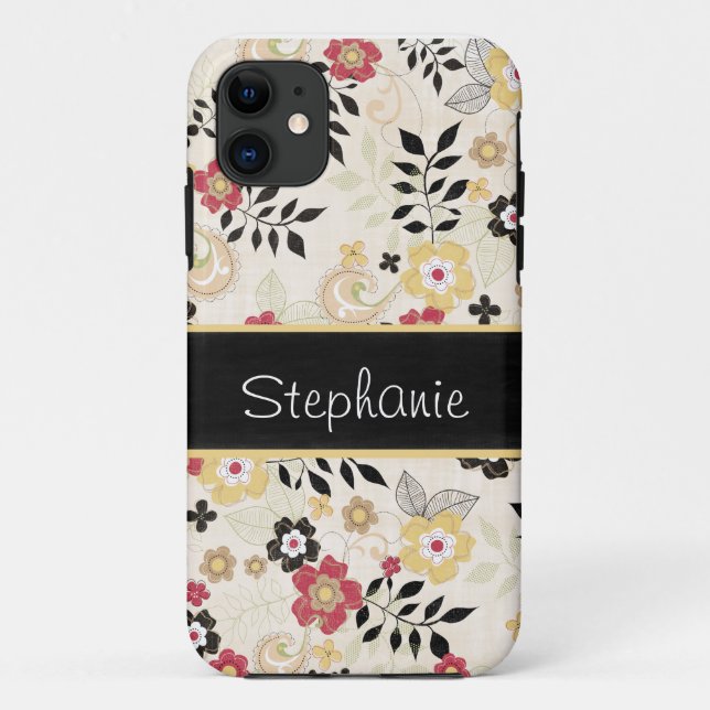 Capa Para iPhone Da Case-Mate Floral Rosa e Amarelo Personalizado (Verso)