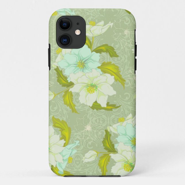 Capa Para iPhone Da Case-Mate Floral verde da hortelã (Verso)