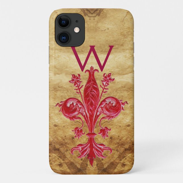 CAPA PARA iPhone DA Case-Mate FLORENTINE RED LILY FLEUR DE LIS PARCHE (Verso)