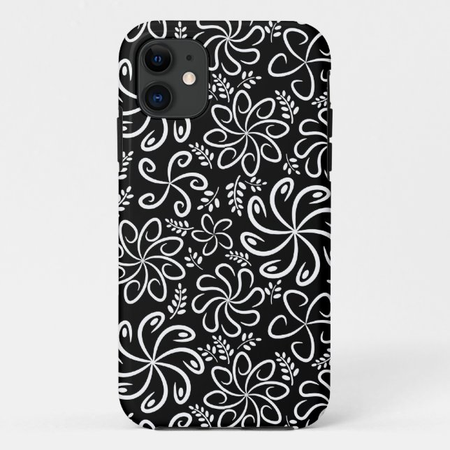 Capa Para iPhone Da Case-Mate Flores brancas preto Funky iPhone 5 Case (Verso)