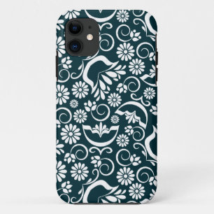 Capa Para iPhone Da Case-Mate Flores brancas retro pretas iPhone 5 Case