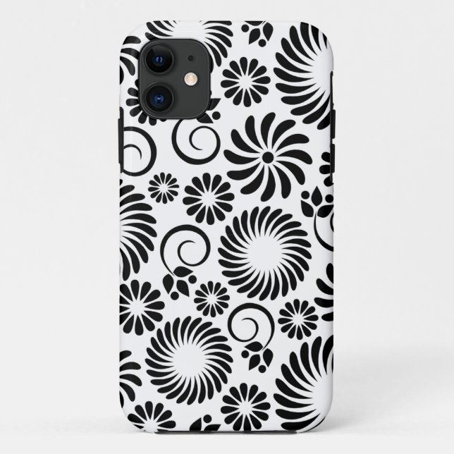 Capa Para iPhone Da Case-Mate Flores brancas retro pretas iPhone 5 Case (Verso)