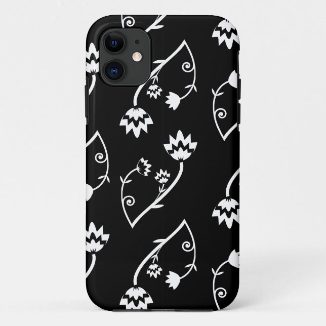 Capa Para iPhone Da Case-Mate Flores brancas retro pretas iPhone 5 Case (Verso)