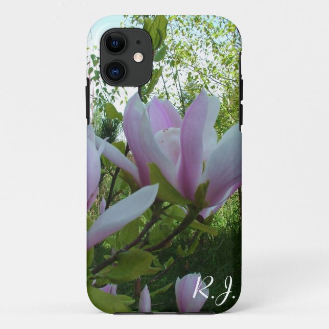 Capa Para iPhone Da Case-Mate flores de magnólia roxas claras da primavera (Verso)
