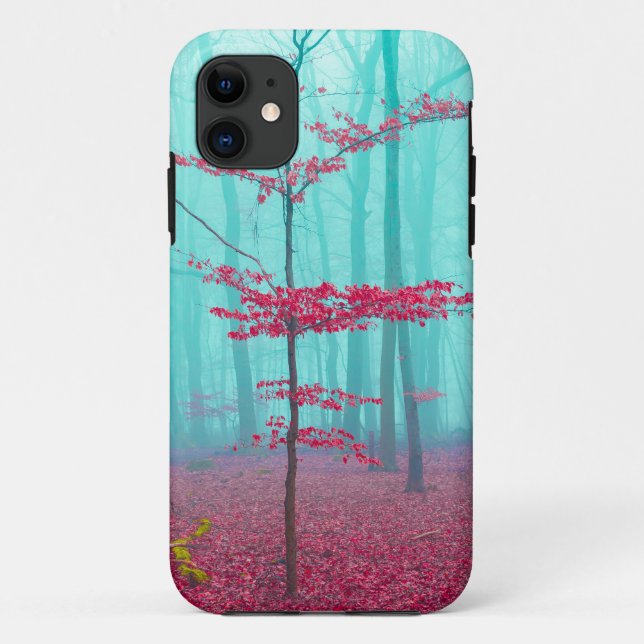 Capa Para iPhone Da Case-Mate Floresta mística em vermelho e turquesa (Verso)