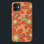 Capa Para iPhone Da Case-Mate Flórida vermelha<br><div class="desc">Flores vermelhas gráficas com uma pétala verde solteiro na mistura. A cor de fundo sólida pode ser personalizada.</div>
