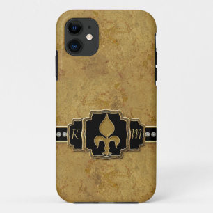 Capa Para iPhone Da Case-Mate Folha Dourada de aparência Fleur de Lis Faux Vinta
