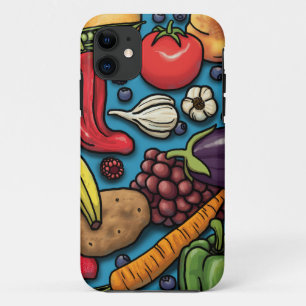 Capa Para iPhone Da Case-Mate Frutas coloridas e vegetais em azul