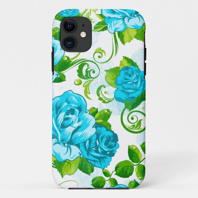 Capa Para iPhone Da Case-Mate Fundo Branco Rosas Azul (Verso)