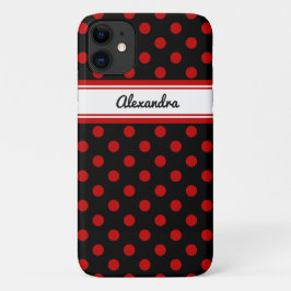 Capa Para iPhone Da Case-Mate Fundo Preto Vermelho Bolinhas Personalizado
