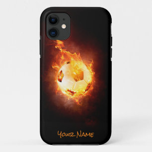 Capa Para iPhone Da Case-Mate Futebol personalizado sob o fogo, bola, futebol