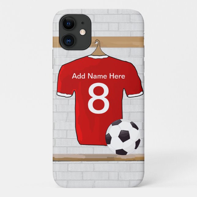 Capa Para iPhone Da Case-Mate Futebol Red e White Personalizado Jersey (Verso)