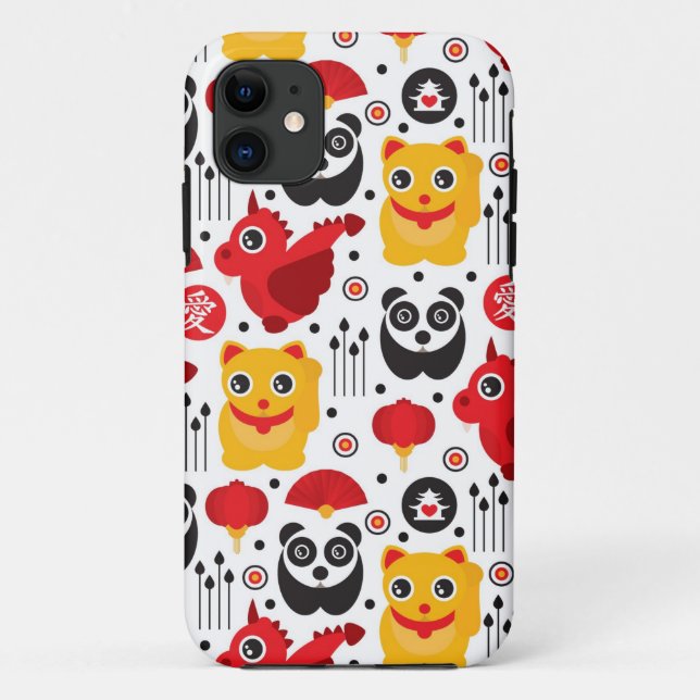 Capa Para iPhone Da Case-Mate Gato, dragão, e panda afortunados de China (Verso)