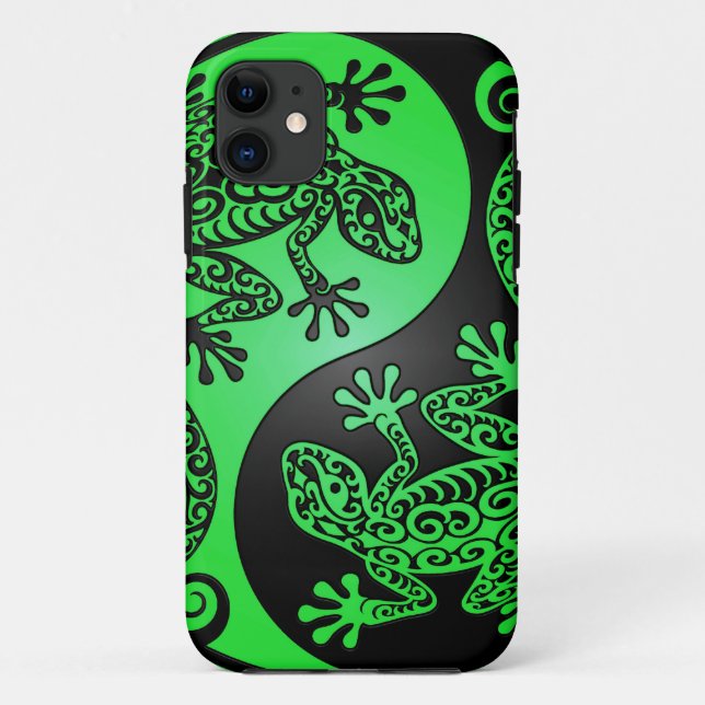 Capa Para iPhone Da Case-Mate Gecos verdes e pretos de Yin Yang (Verso)