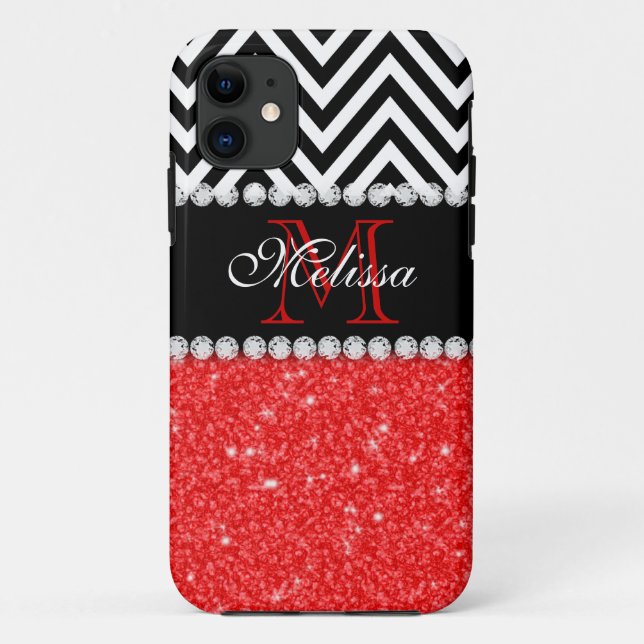 CAPA PARA iPhone DA Case-Mate GELO VERMELHO CHEVRON MONOGRAMMED (Verso)