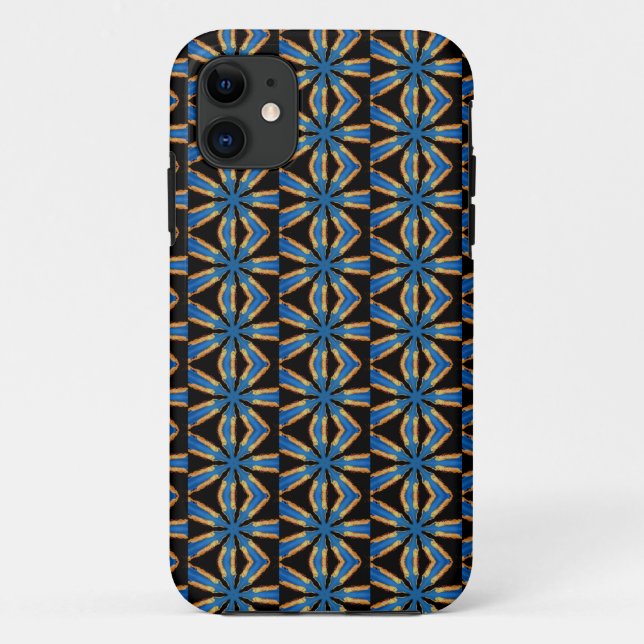 Capa Para iPhone Da Case-Mate geométrico azuis em preto (Verso)