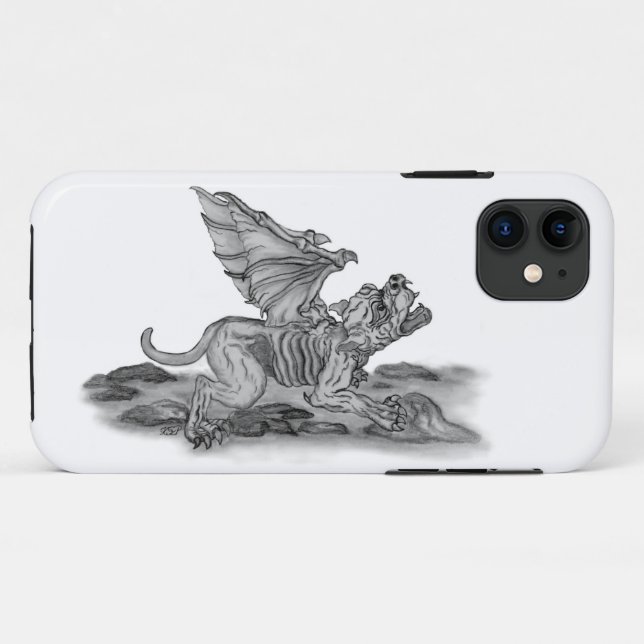 Capa Para iPhone Da Case-Mate Golem Gargoyle Design preto e branco (Verso (horizontal))