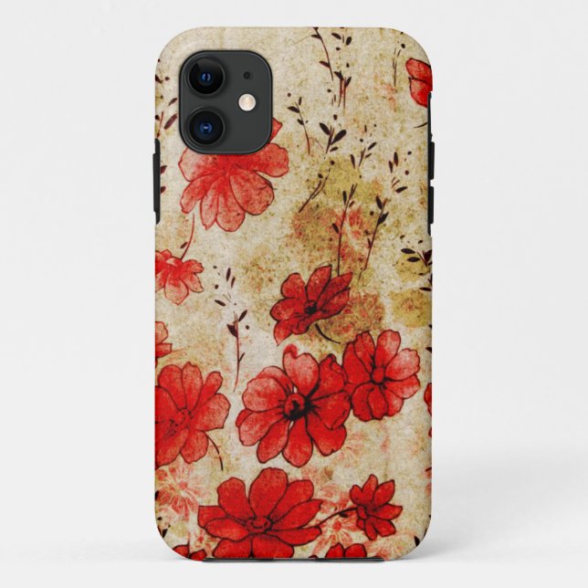 Capa Para iPhone Da Case-Mate Grunge vermelho floral (Verso)