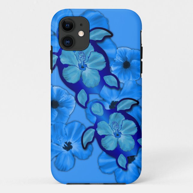 Capa Para iPhone Da Case-Mate Hibiscus e tartarugas azuis de Honu (Verso)