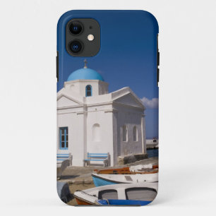 Capa Para iPhone Da Case-Mate Igreja Branca na praia perto do Mar Egeu, em