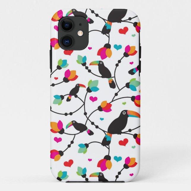 Capa Para iPhone Da Case-Mate ilustração tropical do pássaro toucan bonito (Verso)