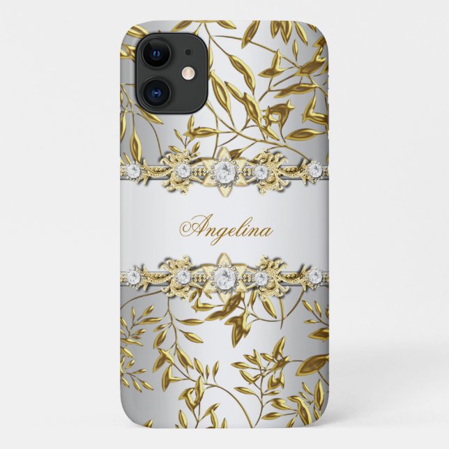 Capa Para iPhone Da Case-Mate Imagem de Jogo de Diamante Dourado Silver White (Verso)