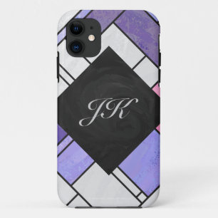 Capa Para iPhone Da Case-Mate Impressão branco roxo cor-de-rosa de Mondrian