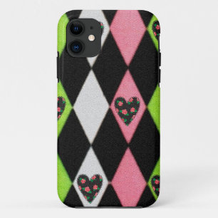 Capa Para iPhone Da Case-Mate Impressão de Harlequin Colorida com Corações Rosa