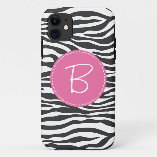Capa Para iPhone Da Case-Mate Impressão Monogrammed da zebra da forma (Verso)
