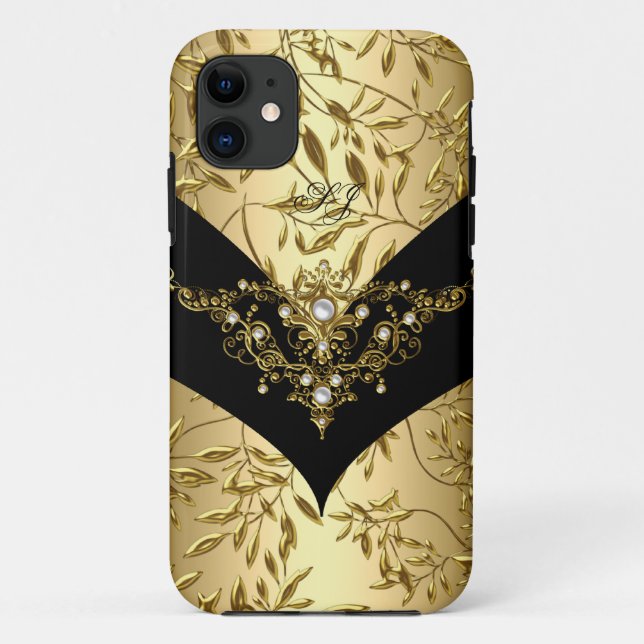 Capa Para iPhone Da Case-Mate iPhone 5 Case-Mate Cream Dourado Damask Black (Verso)