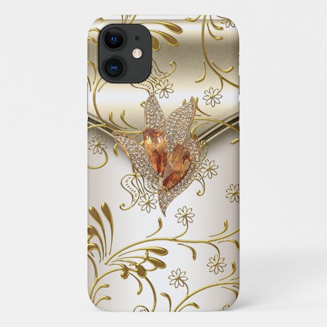 Capa Para iPhone Da Case-Mate iPhone 5 Damasco Caramelo Creme Bege Dourado Âmbar (Verso)