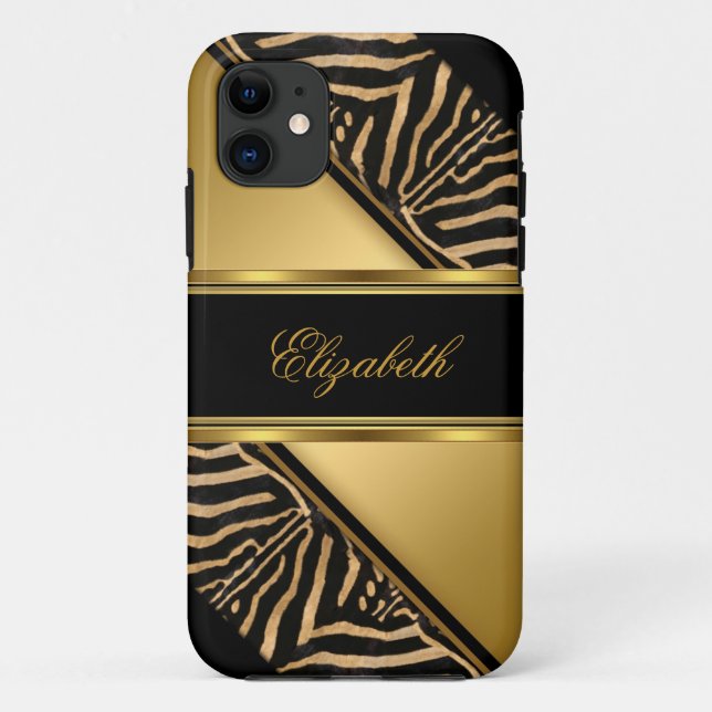 Capa Para iPhone Da Case-Mate iPhone 5 Elegante Chique Zebra Dourado (Verso)