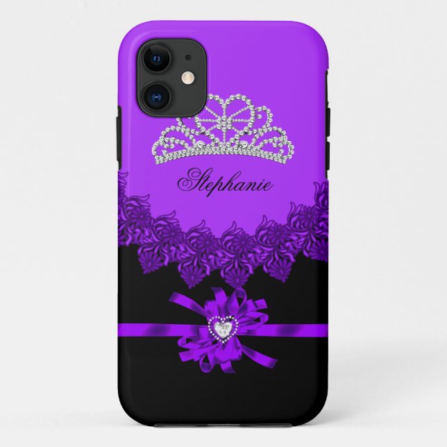 Capa Para iPhone Da Case-Mate iPhone 5 Princesa Tiara Prata Roxo Encrustado (Verso)