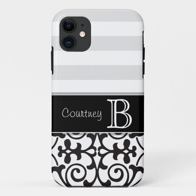 Capa Para iPhone Da Case-Mate iPhone cinzento branco preto 5 do monograma do (Verso)