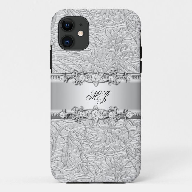 Capa Para iPhone Da Case-Mate iPhone Elegante Chique Prata Branco (Verso)